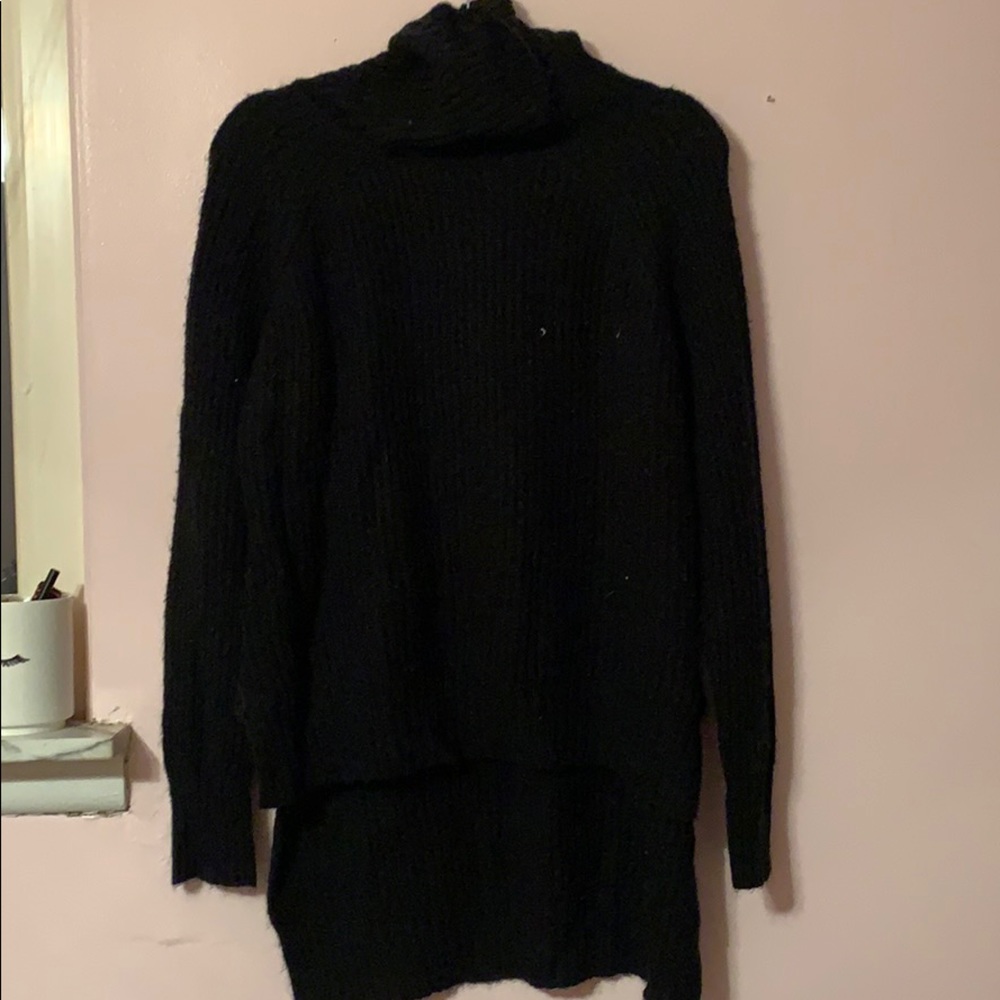 Black high low turtle neck